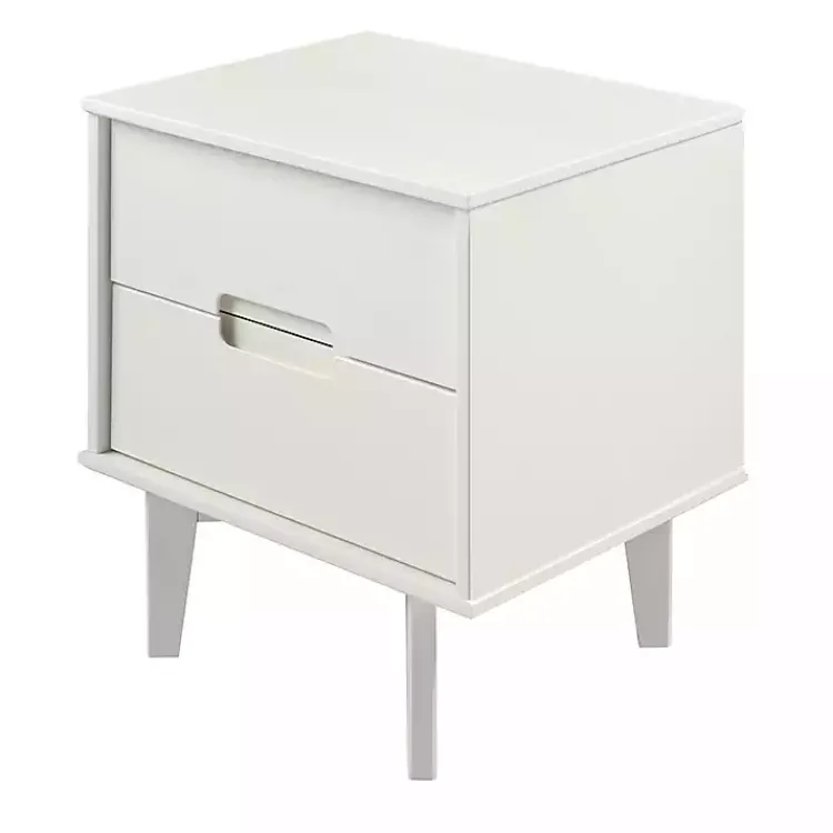 Nightstands-Kirklands Home Wood Cut-Out Handle Nightstand White