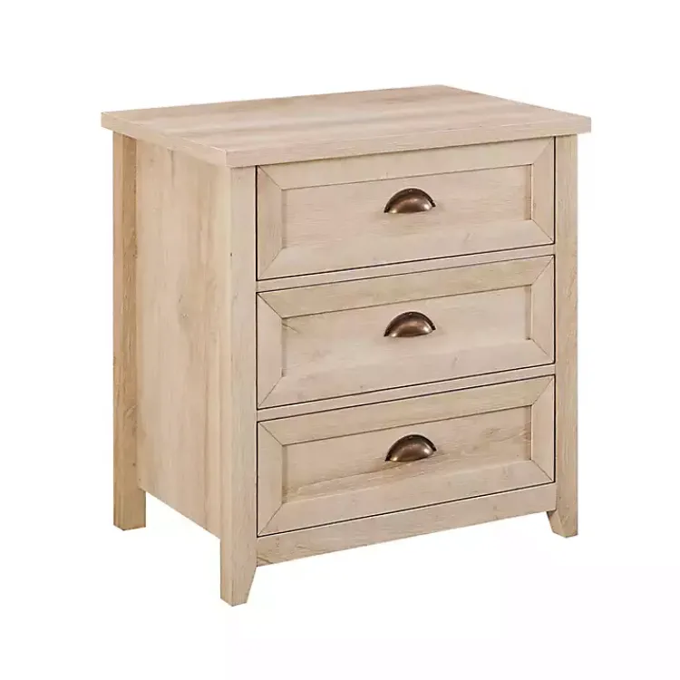 Dressers & Chests-Kirklands Home Oak Bronze Cupped Handle Nightstand White