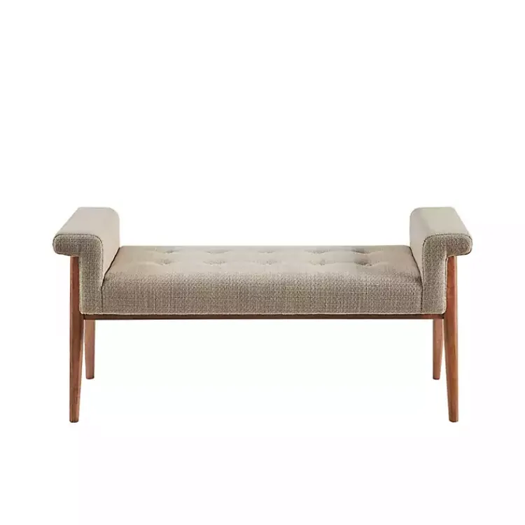 Benches & Ottomans-Kirklands Home Button Tufted Wood Bench Tan