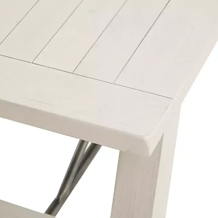 Dining Chairs-Kirklands Home Sofia Wooden Dining Bench with Metal Bars White