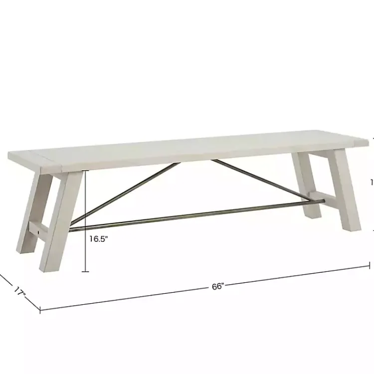 Dining Chairs-Kirklands Home Sofia Wooden Dining Bench with Metal Bars White