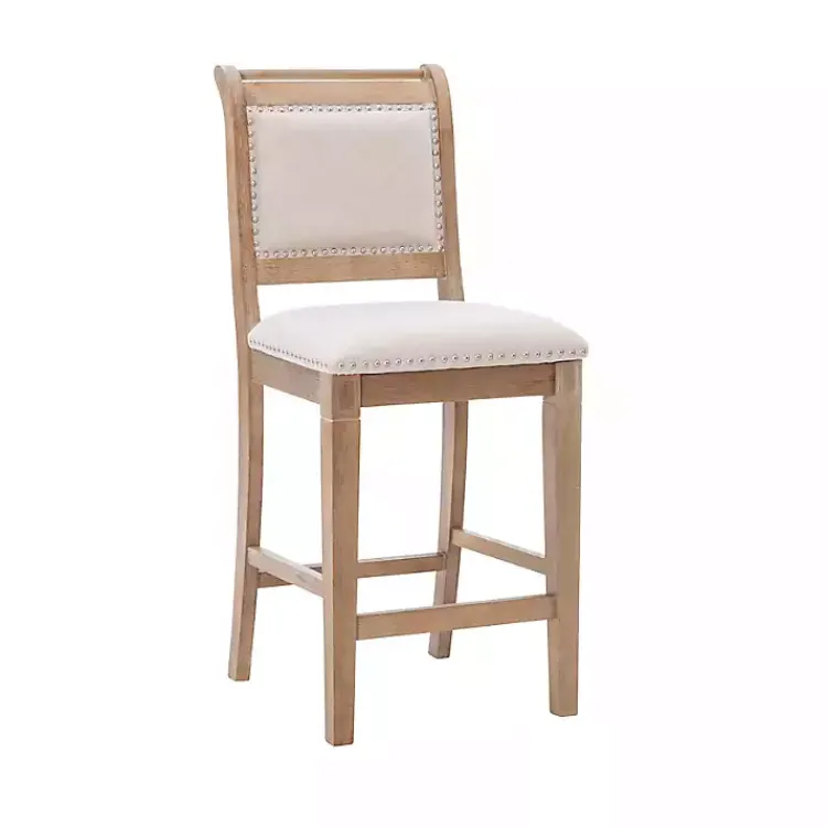 Bar Stools & Counter Height Stools-Kirklands Home Natural Upholstered Wood Frame Counter Stool Tan