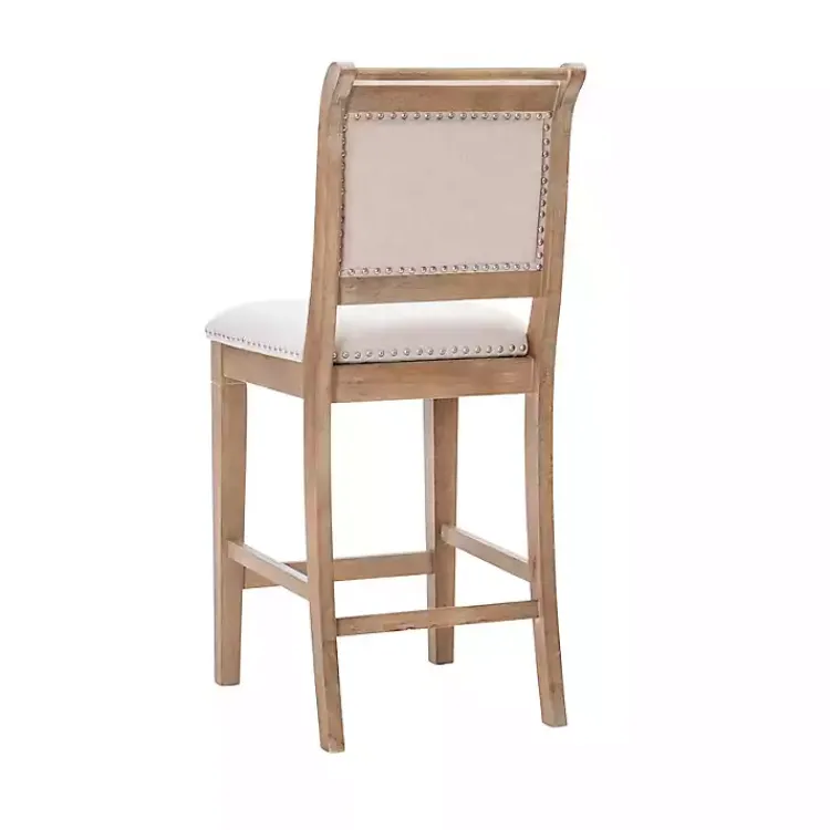 Bar Stools & Counter Height Stools-Kirklands Home Natural Upholstered Wood Frame Counter Stool Tan