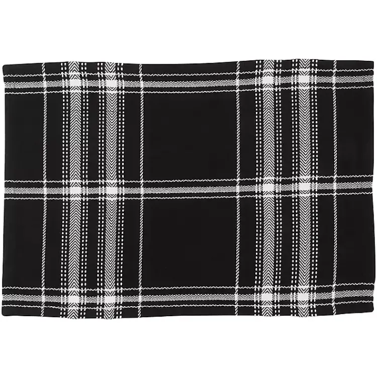 Table Linens-Kirklands Home Dual White and Black Cotton Placemats, Set of 4
