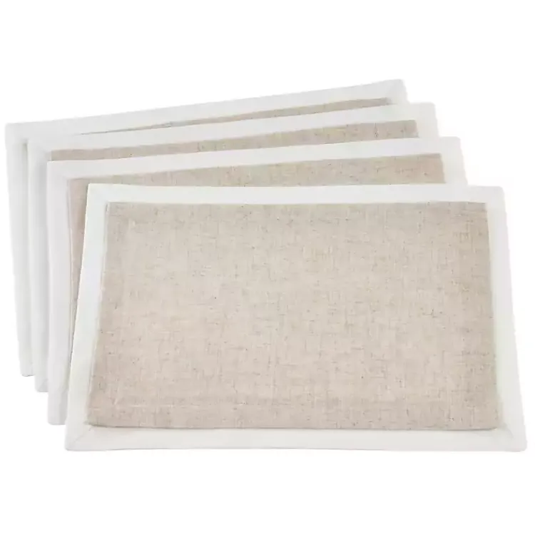 Table Linens-Kirklands Home Natural Double Layered Placemats, Set of 4 White
