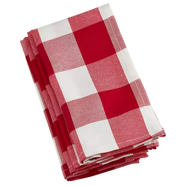 Table Linens-Kirklands Home Red and White Buffalo Check Napkins, Set of 4