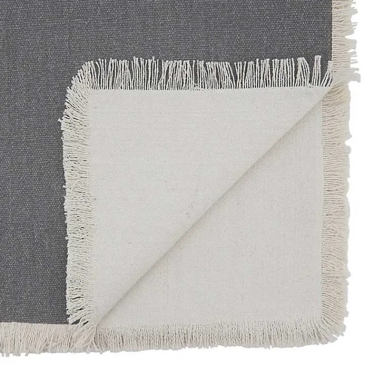 Table Linens-Kirklands Home Fringe Border Table Runner, 72 in. Gray