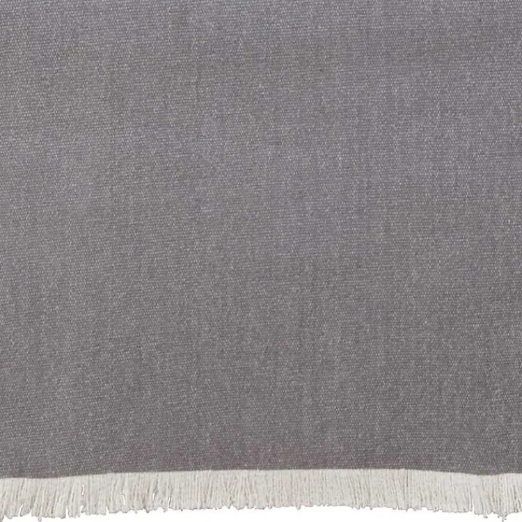Table Linens-Kirklands Home Fringe Border Table Runner, 72 in. Gray