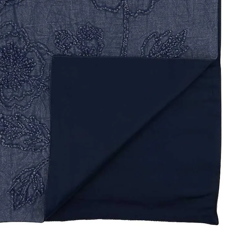 Table Linens-Kirklands Home Deep Floral Embroidered Table Runner Blue
