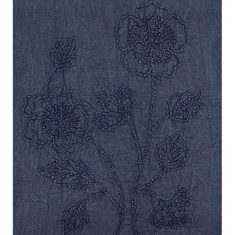 Table Linens-Kirklands Home Deep Floral Embroidered Table Runner Blue