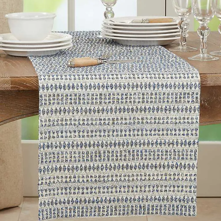Table Linens-Kirklands Home Navy Woven Line Stripe Table Runner