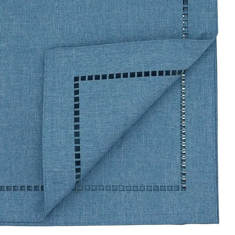Table Linens-Kirklands Home Indigo Hemstitch Border Table Runner Blue