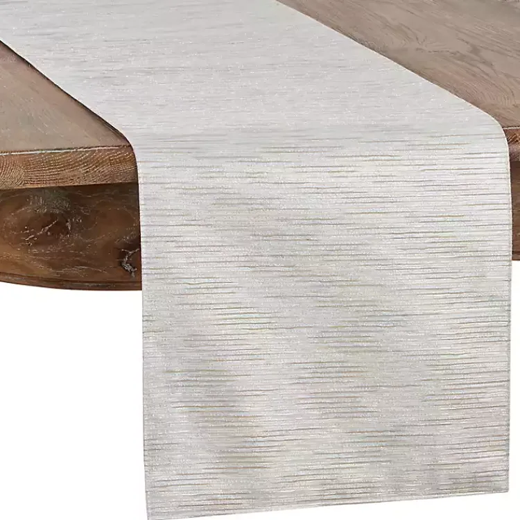 Table Linens-Kirklands Home Gray Metallic Woven Stripe Table Runner