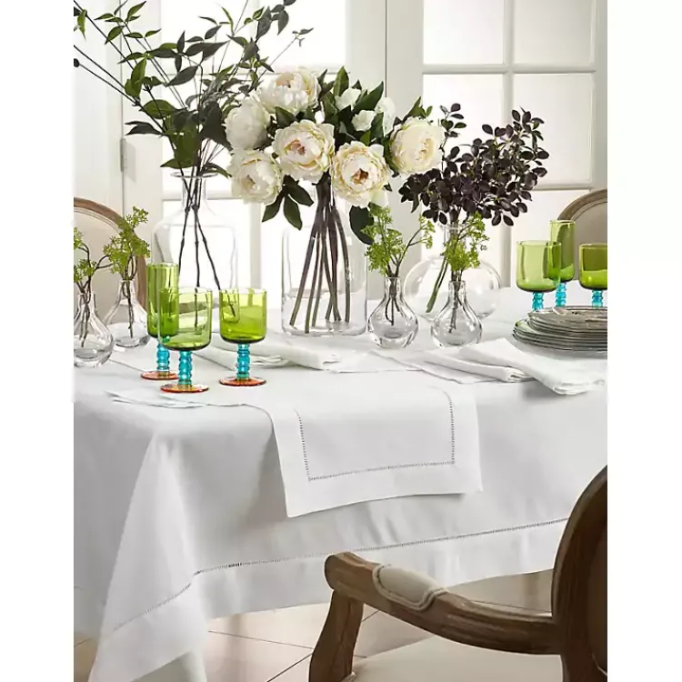 Table Linens-Kirklands Home Classic Hemstitch Border Polyester Runner White