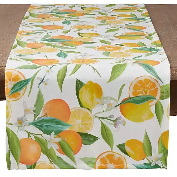 Table Linens-Kirklands Home colored Lemon and Orange Polyester Runner Multi