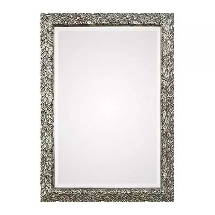 Decorative Mirrors-Kirklands Home Metallic Silver Flowering Leaf Beveled Wall Mirror