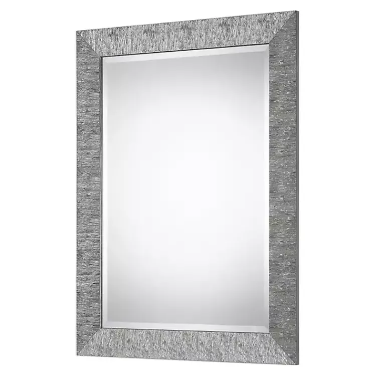 Decorative Mirrors-Kirklands Home Metallic Silver Textured Frame Wall Mirror