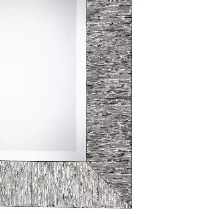 Decorative Mirrors-Kirklands Home Metallic Silver Textured Frame Wall Mirror