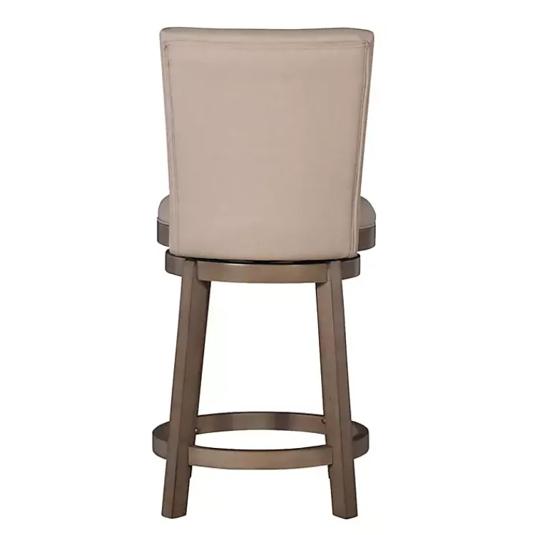 Bar Stools & Counter Height Stools-Kirklands Home Rustic Taupe Upholstered Swivel Counter Stool Tan