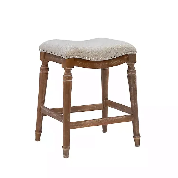 Bar Stools & Counter Height Stools-Kirklands Home Hazelnut Upholstered Curved Seat Counter Stool Gray