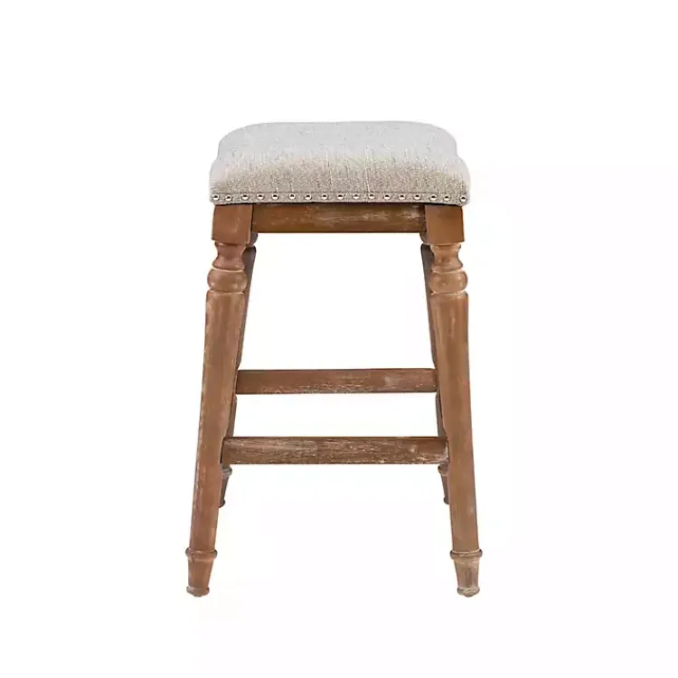 Bar Stools & Counter Height Stools-Kirklands Home Hazelnut Upholstered Curved Seat Counter Stool Gray