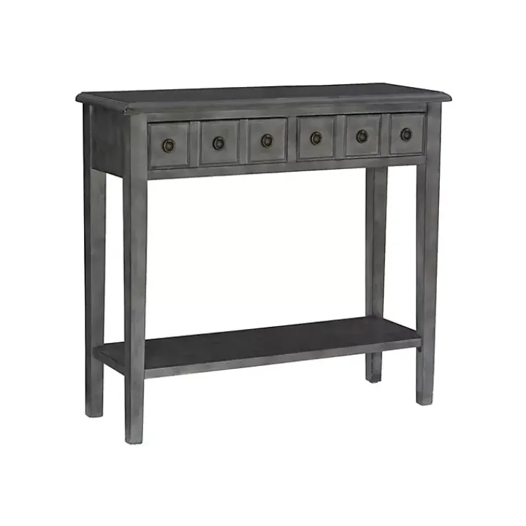 Console Tables-Kirklands Home Wooden Console Table with Double Drawers Gray
