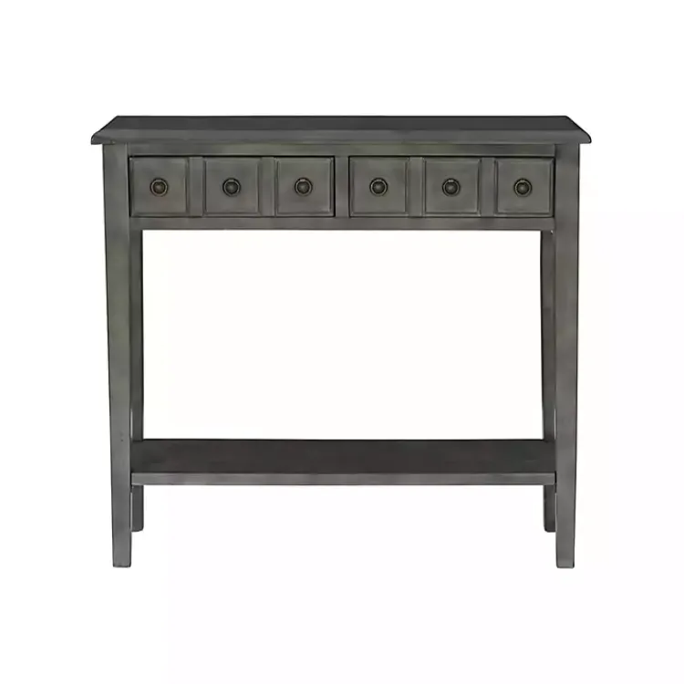 Console Tables-Kirklands Home Wooden Console Table with Double Drawers Gray
