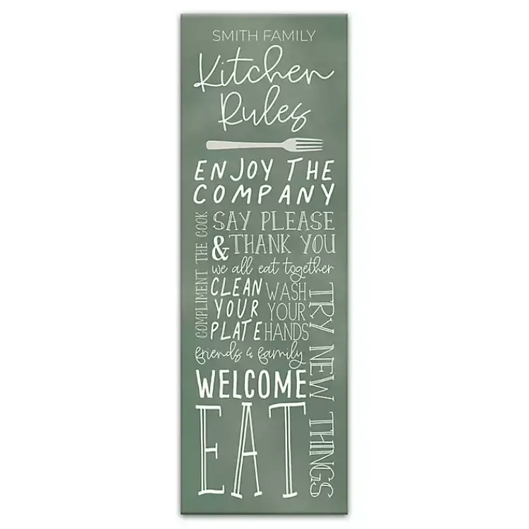 Wall Quotes & Signs-Kirklands Home Personalized Kitchen Rules Canvas Wall Plaque