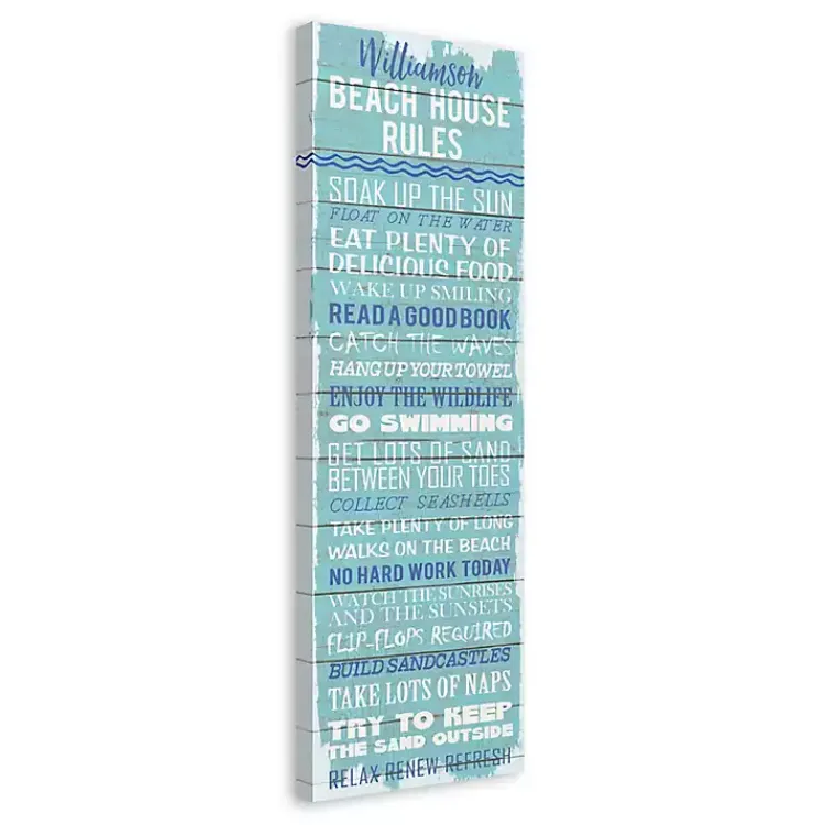Wall Quotes & Signs-Kirklands Home Personalized Beach House Rules Canvas Wall Plaque
