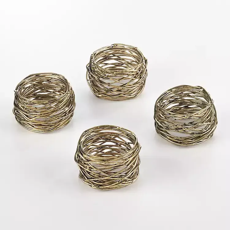 Table Linens-Kirklands Home Metal Twine Napkin Rings, Set of 4 Gold