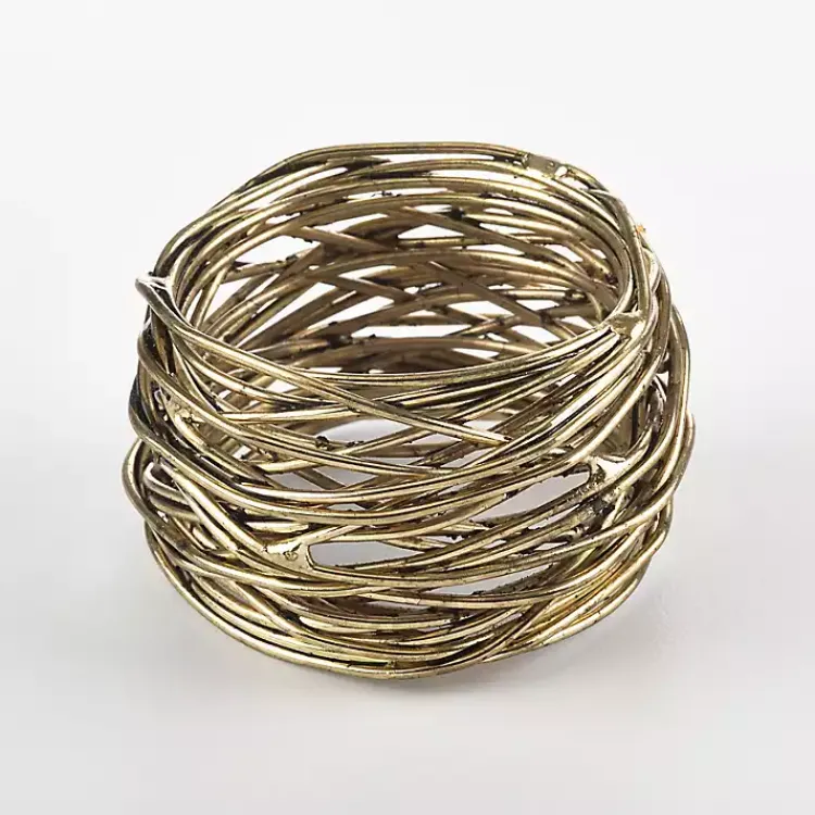 Table Linens-Kirklands Home Metal Twine Napkin Rings, Set of 4 Gold