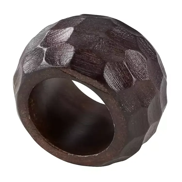 Table Linens-Kirklands Home Mango Wood Chunky Napkin Rings, Set of 4 Brown