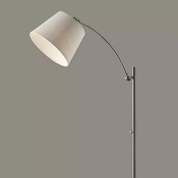 Floor Lamps-Kirklands Home Brushed Adjustable Arm Floor Lamp Silver