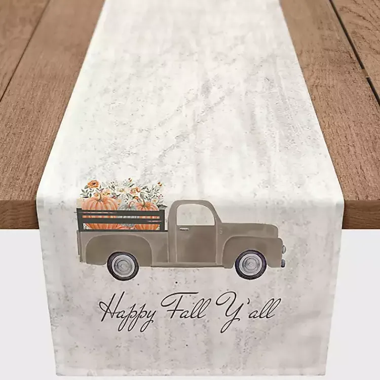 Table Linens-Kirklands Home Fall Ya'll Pumpkin Truck Harvest Table Runner