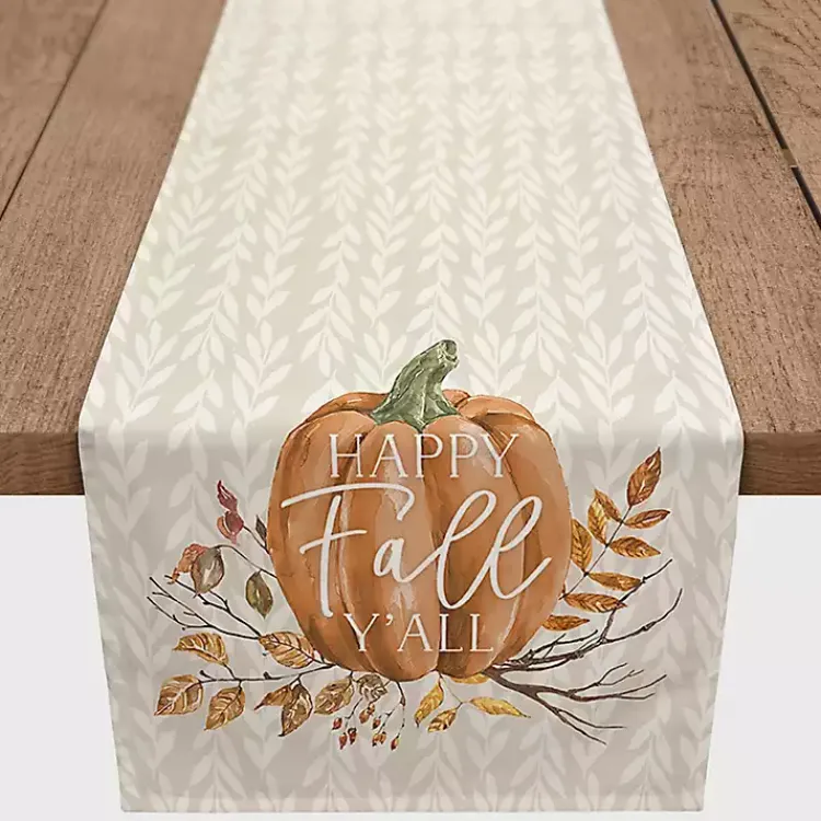 Table Linens-Kirklands Home Pumpkin Fall Ya'll Harvest Table Runner