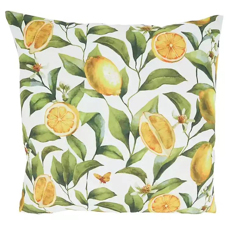 Outdoor Cushions & Pillows-Kirklands Home Lemon Blooms Outdoor Pillow