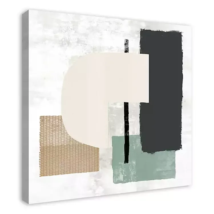 Canvas Art-Kirklands Home Gray and Green Abstract Geometric Canvas Wall Art