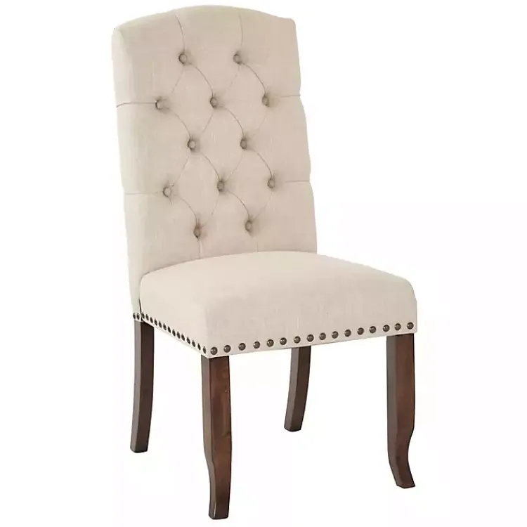 Dining Chairs-Kirklands Home Upholstered Nailhead Trim Dining Chair Ivory