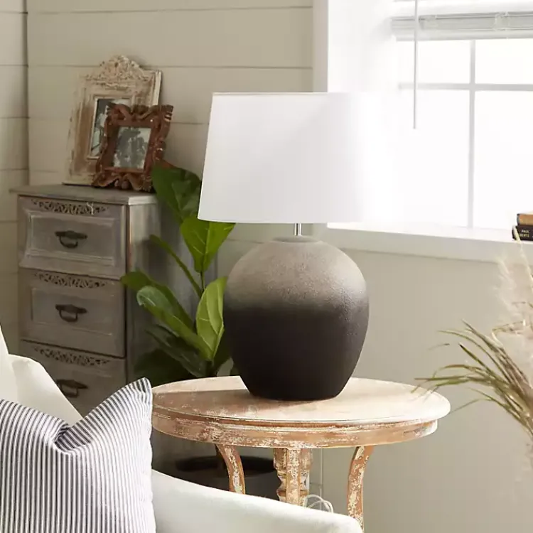 Table Lamps-Kirklands Home Matte Black Ombre Textured Table Lamp, 23 in. White