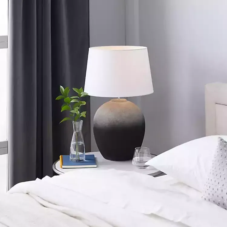 Table Lamps-Kirklands Home Matte Black Ombre Textured Table Lamp, 23 in. White