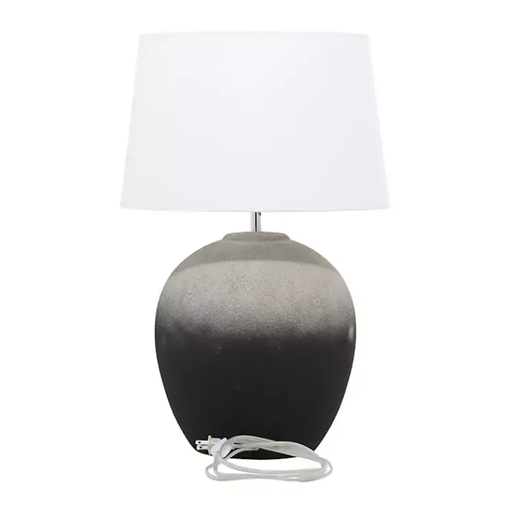 Table Lamps-Kirklands Home Matte Black Ombre Textured Table Lamp, 23 in. White
