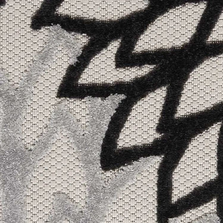 Outdoor Rugs-Kirklands Home Gray Floral Burst Round Outdoor Area Rug