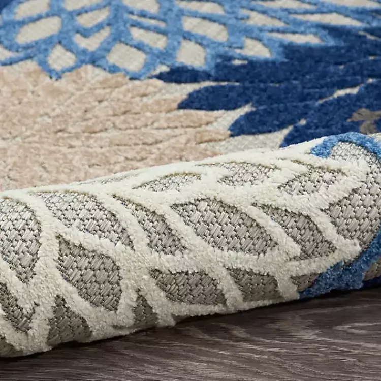 Outdoor Rugs-Kirklands Home Blue Floral Outdoor Area Rug, 5x7