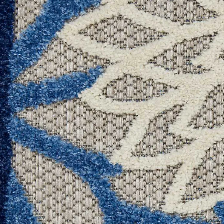 Outdoor Rugs-Kirklands Home Blue Floral Outdoor Area Rug, 5x7