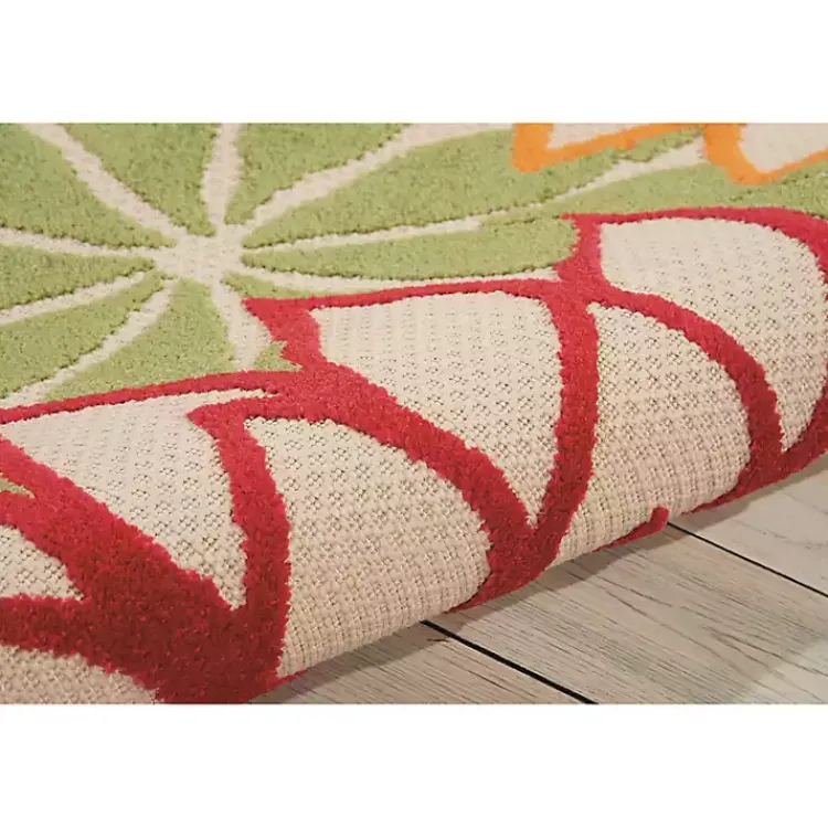 Outdoor Rugs-Kirklands Home Red Bright Floral Burst Outdoor Area Rug, 5x7