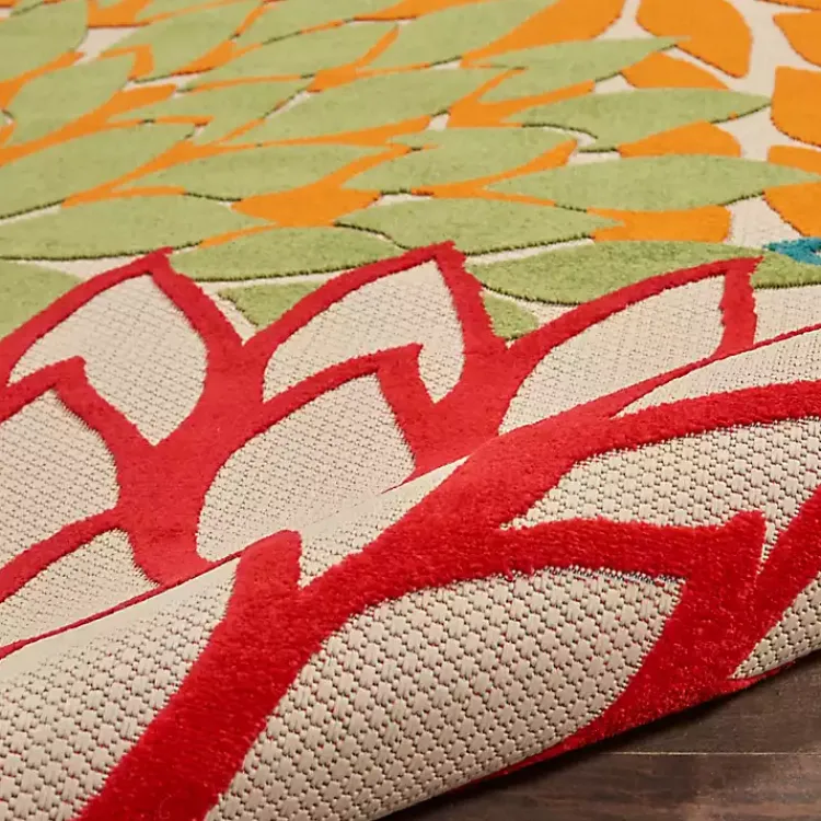 Outdoor Rugs-Kirklands Home Red Bright Floral Burst Outdoor Area Rug, 7x10