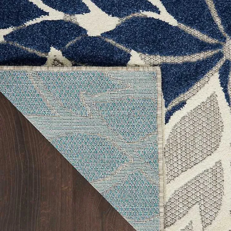 Outdoor Rugs-Kirklands Home Navy Floral Burst Outdoor Area Rug, 5x7