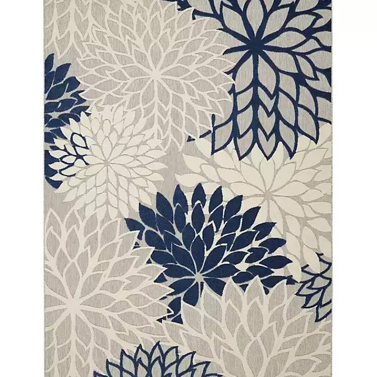 Outdoor Rugs-Kirklands Home Navy Bright Floral Burst Outdoor Area Rug, 7x10