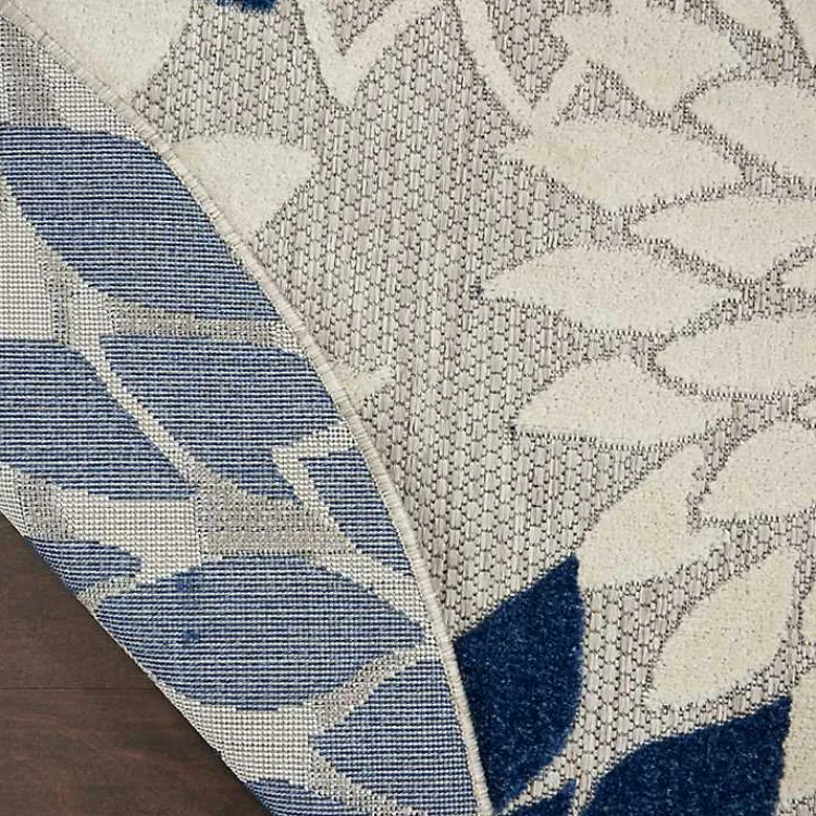 Outdoor Rugs-Kirklands Home Denim Floral Burst Round Outdoor Area Rug