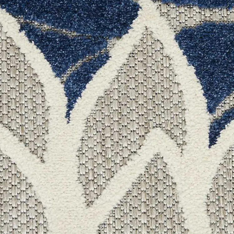 Outdoor Rugs-Kirklands Home Denim Floral Burst Round Outdoor Area Rug